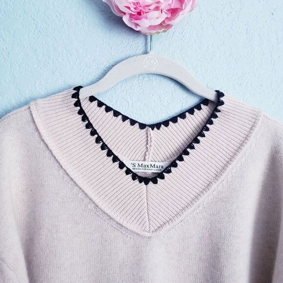 S MaxMara Cream 100% Cashmere V-neck Sweater - Picture 4 of 7